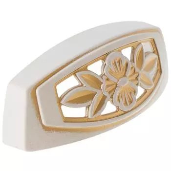 Ручка мебельная FM-088 64 мм золотой прованс/жемчуг белый матовый