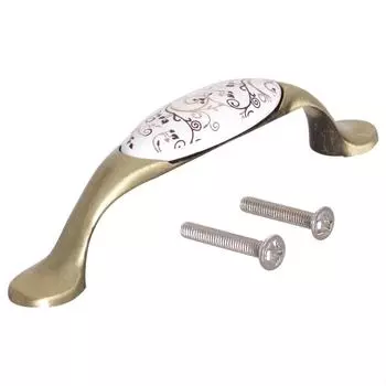 Ручка-скоба мебельная Kerron 117 мм металл с фарфором цвет бронза
