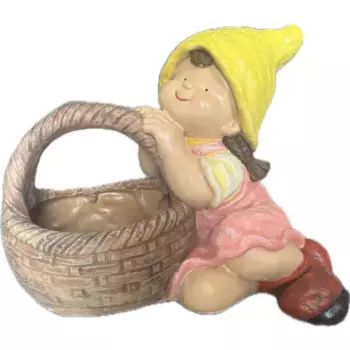 Садовая фигура Девочка с лукошком смола 39х32х22 см