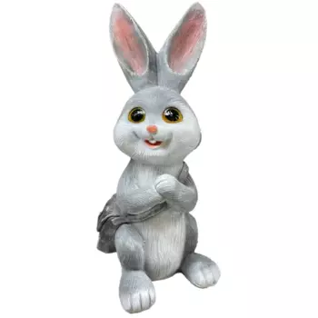 Садовая фигура Заяц с сумкой серый 54x28x25 см