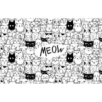 Салфетка сервировочная Коты 26x41 см прямоугольная ПВХ цвет чёрный/белый