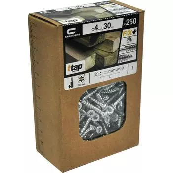 Саморезы для деревянного домостроения STANDERS T-TAP оцинкованные 4x30, 250 штук