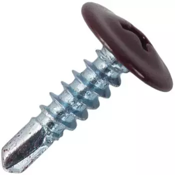 Саморезы для металла с пресс-шайбой STANDERS RAL3005 сверлоконечные красные, 400 шт.