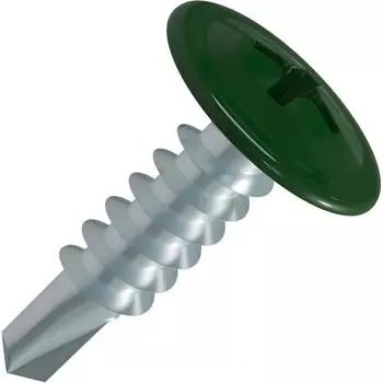 Саморезы для металла с пресс-шайбой STANDERS RAL6005 сверлоконечные зеленые 4.2x16, на вес (около 645 шт./кг)