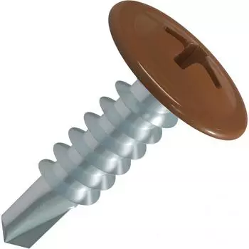 Саморезы для металла с пресс-шайбой STANDERS RAL8017 сверлоконечные коричневые 4.2x16, на вес (около 645 шт./кг)