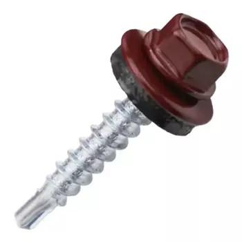 Саморезы кровельные по дереву Dilwis с пресс-шайбой со сверлом RAL 3005 4.8x29 мм 100 шт.