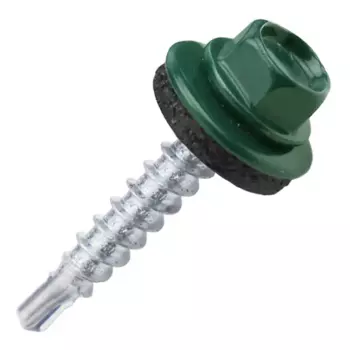 Саморезы кровельные по дереву Dilwis с пресс-шайбой со сверлом RAL 6005 4.8x29 мм 100 шт.