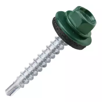 Саморезы кровельные по дереву Dilwis с пресс-шайбой со сверлом RAL 6005 4.8x35 мм 80 шт.