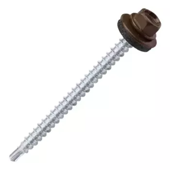 Саморезы кровельные по дереву Dilwis с пресс-шайбой со сверлом RAL 8017 4.8x64 мм 50 шт.