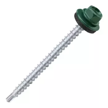 Саморезы кровельные по дереву Dilwis с пресс-шайбой со сверлом RAL 6005 4.8x64 мм 50 шт.