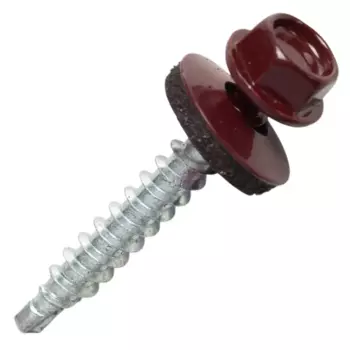Саморезы кровельные по дереву Dilwis с пресс-шайбой со сверлом RAL 3005 4.8x35 мм 80 шт.
