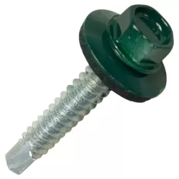 Саморезы кровельные по дереву Dilwis сс пресс-шайбой о сверлом RAL 6005 4.8x29 мм 100 шт.