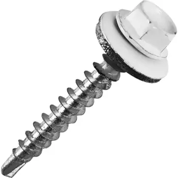 Саморезы кровельные по дереву с пресс-шайбой RAL 9003 4.8x35 6 шт.