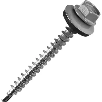 Саморезы кровельные по дереву с пресс-шайбой RAL7004 4.8x51 40 шт.