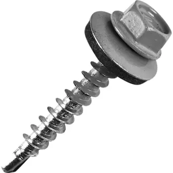 Саморезы кровельные по дереву с пресс-шайбой RAL7004 4.8x35 60 шт.