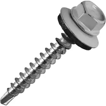 Саморезы кровельные по дереву с пресс-шайбой RAL7004 4.8x35 6 шт.