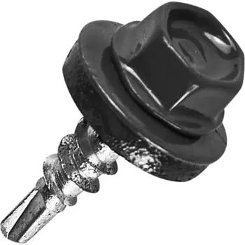 Саморезы кровельные по дереву с пресс-шайбой RAL7024 4.8x19 100 шт.