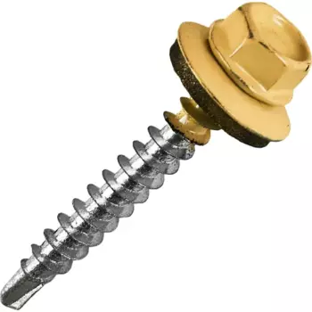 Саморезы кровельные по дереву с пресс-шайбой RAL1014 4.8x35 6 шт.