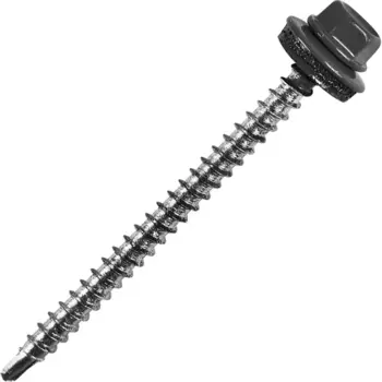 Саморезы кровельные по дереву с пресс-шайбой RAL 7024 4.8x70 30 шт.