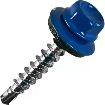 Саморезы кровельные по дереву с пресс-шайбой RAL 5005 4.8x29 80 шт.