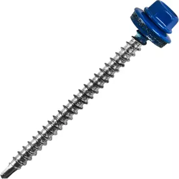 Саморезы кровельные по дереву с пресс-шайбой RAL 5005 4.8x64 40 шт.