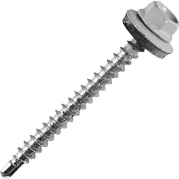 Саморезы кровельные по дереву с пресс-шайбой RAL7004 4.8x51 4 шт.