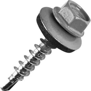 Саморезы кровельные по дереву с пресс-шайбой RAL7004 4.8x29 80 шт.