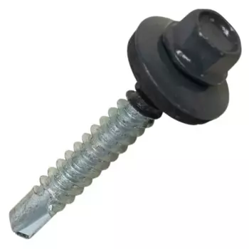 Саморезы кровельные по дереву Dilwis с пресс-шайбой со сверлом RAL 7024 4.8x35 мм 80 шт.