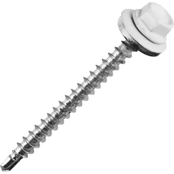 Саморезы кровельные по дереву с пресс-шайбой RAL 9003 4.8x51 40 шт.