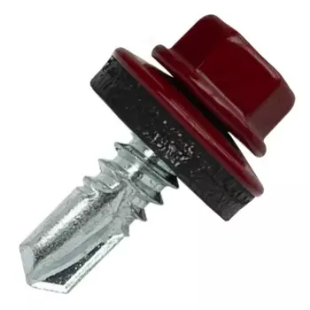 Саморезы кровельные по металлу с пресс-шайбой RAL3005 6.3x19 мм