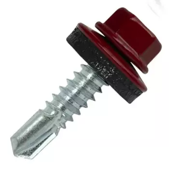 Саморезы кровельные по металлу с пресс-шайбой RAL3005 6.3x25 мм