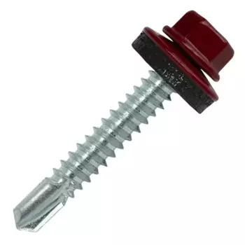 Саморезы кровельные по металлу с пресс-шайбой RAL3005 6.3x38 мм