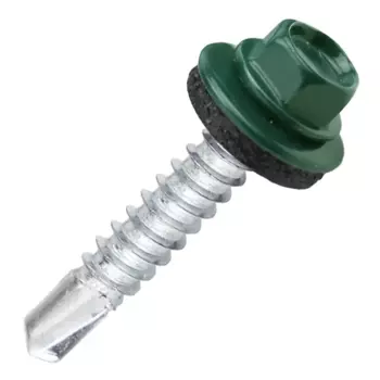 Саморезы кровельные по металлу Dilwis с пресс-шайбой RAL 6005 5.5x32 мм 80 шт.