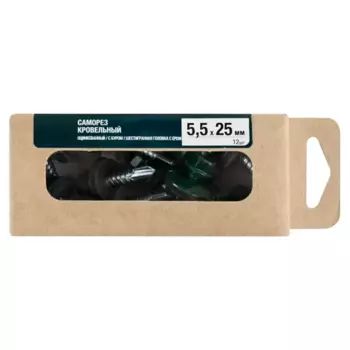 Саморезы кровельные по металлу с пресс-шайбой RAL 6005 5.5x25 мм 12 шт.