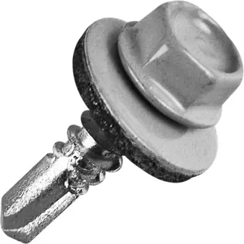 Саморезы кровельные по металлу с пресс-шайбой RAL7004 5.5x19 10 шт.