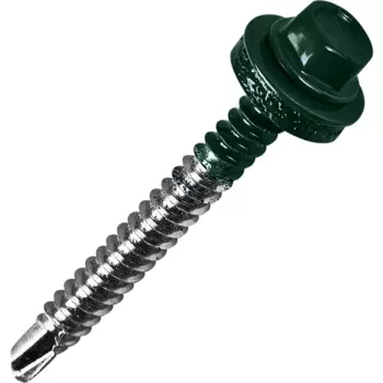 Саморезы кровельные по металлу с пресс-шайбой RAL6005 6.3x51 40 шт.