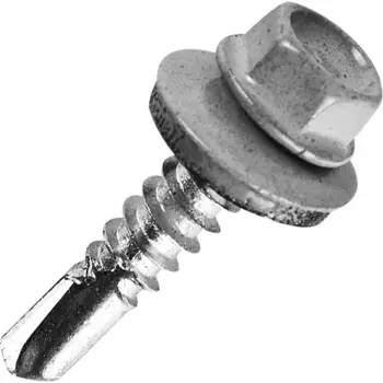 Саморезы кровельные по металлу с пресс-шайбой RAL7004 5.5x25 80 шт.