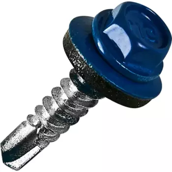 Саморезы кровельные по металлу с пресс-шайбой RAL 5005 5.5x25 8 шт.