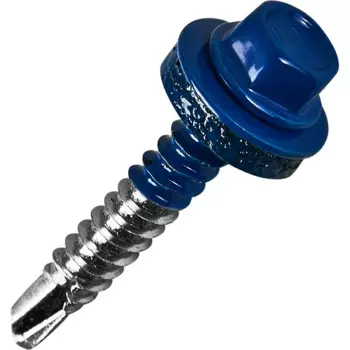 Саморезы кровельные по металлу с пресс-шайбой RAL 5005 5.5x32 6 шт.