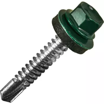 Саморезы кровельные по металлу с пресс-шайбой RAL6005 6.3x38 6 шт.