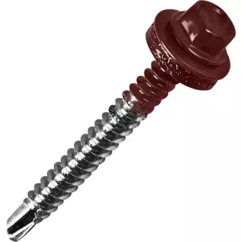 Саморезы кровельные по металлу с пресс-шайбой RAL 3005 6.3x51 4 шт.