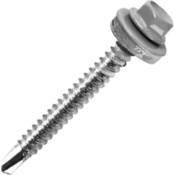 Саморезы кровельные по металлу с пресс-шайбой RAL7004 5.5x51 4 шт.