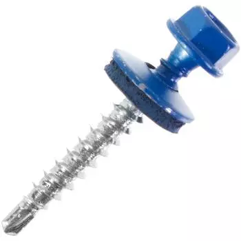 Саморезы кровельные с буром 4.8х28 мм цвет синий, на вес