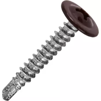 Саморезы по металлу с пресс-шайбой со сверлом оцинкованные RAL 8017 4.2x25 20 шт.