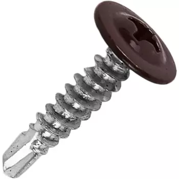 Саморезы по металлу с пресс-шайбой со сверлом оцинкованные RAL 8017 4.2x19 24 шт.