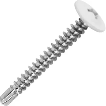 Саморезы по металлу с пресс-шайбой со сверлом оцинкованные RAL 9003 4.2x32 16 шт.