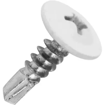 Саморезы по металлу с пресс-шайбой со сверлом оцинкованные RAL 9003 4.2x13 32 шт.