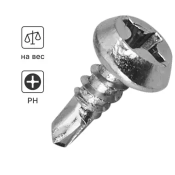 Саморезы по металлу Standers полуцилиндрические со сверлом оцинкованные 3.5x9.5 на вес