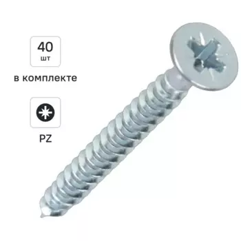 Саморезы универсальные Dilwis потайные острые оцинкованные 3x40 мм 40 шт.