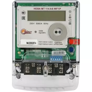 Счётчик Нева МТ 114 AS WF1P 5 60 A однофазный